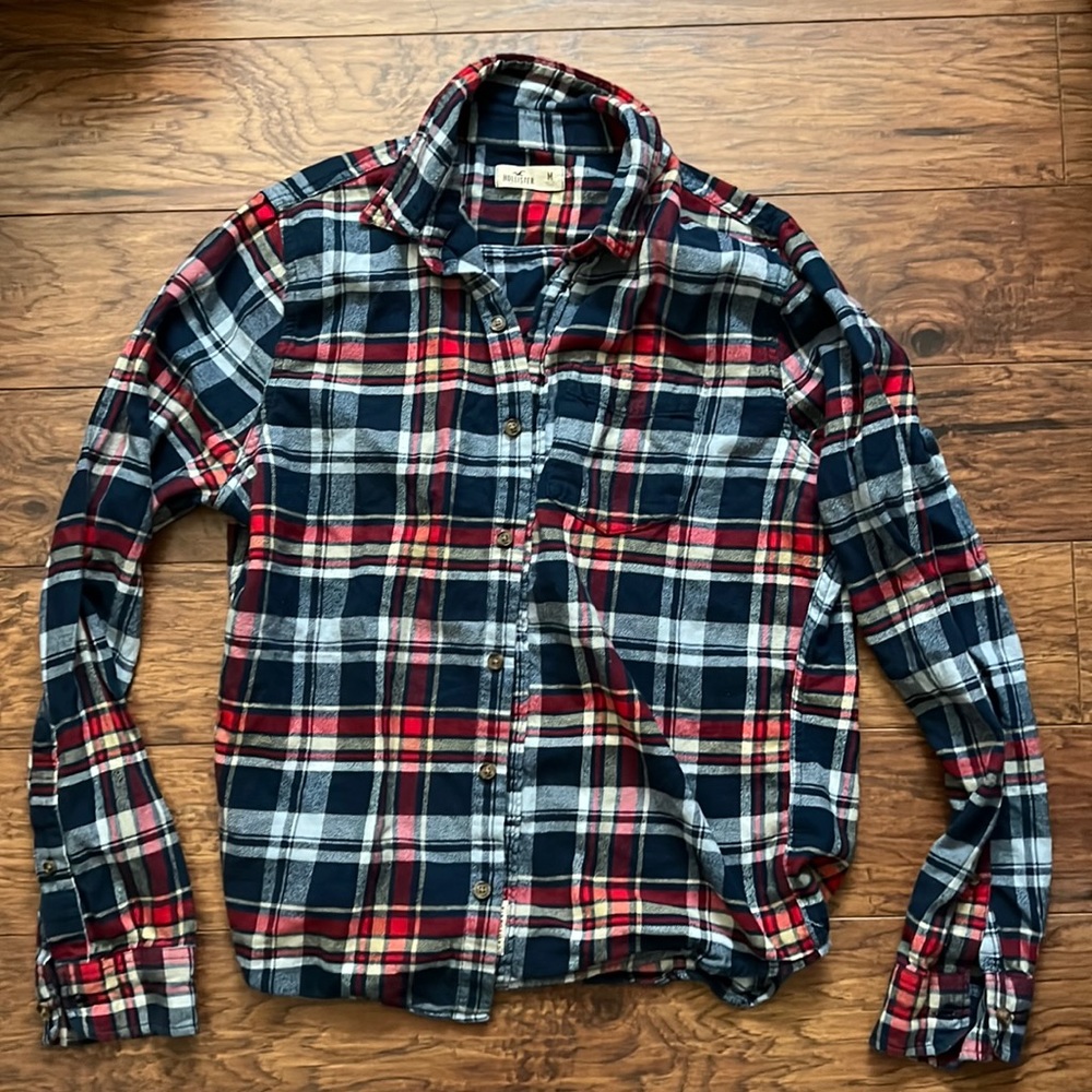 Hollister blue and red flannel